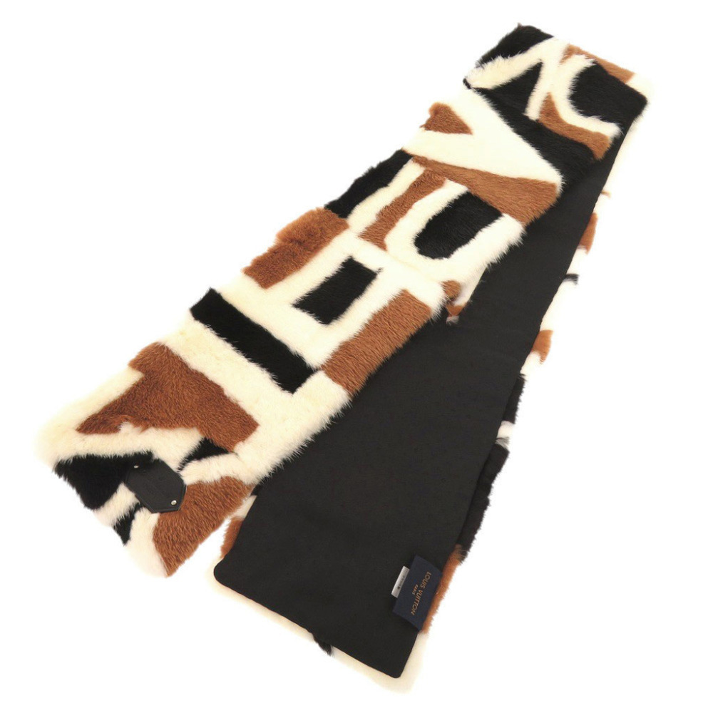 Louis Vuitton Echarpe Vison LV Intarsia M74351 Mink Multicolor Scarf 0252 LOU...
